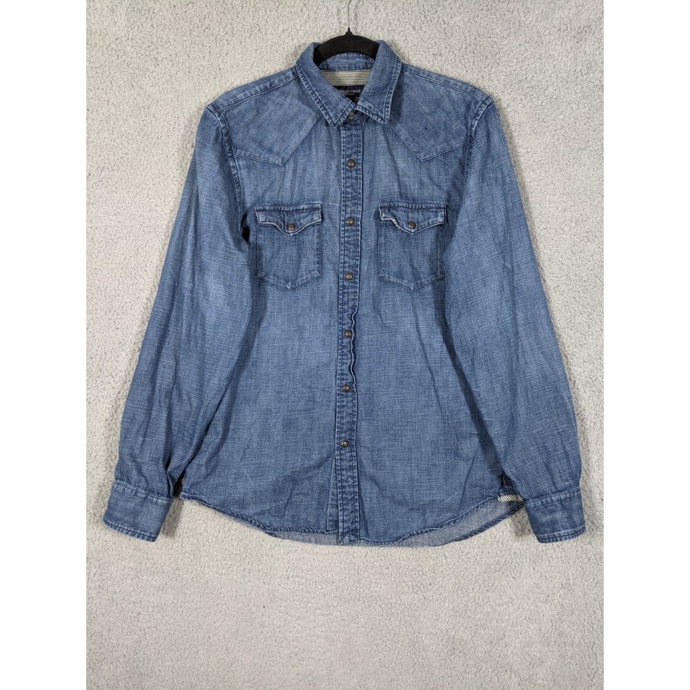 American Eagle Outfitters Vintage Fit Denim Shirt Men M Blue Western Cowboy